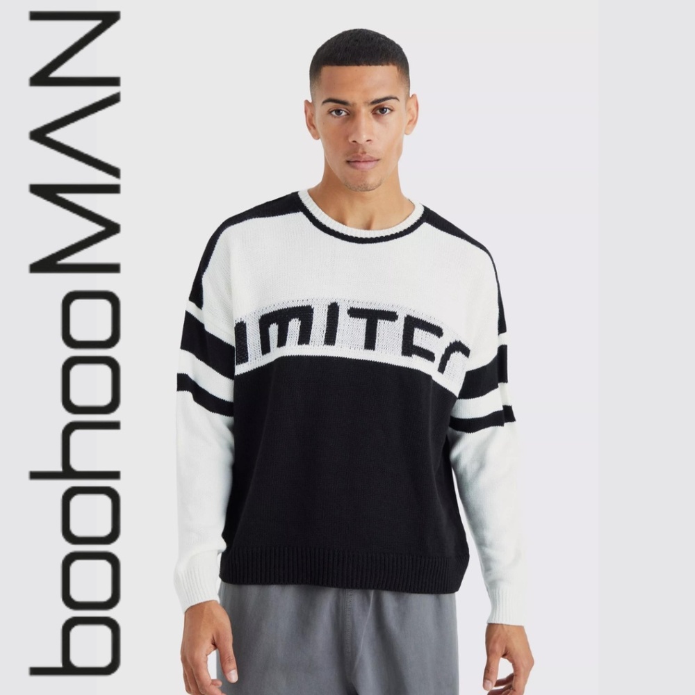 Boohoo Man Oversized Boxy Color Block Sweater